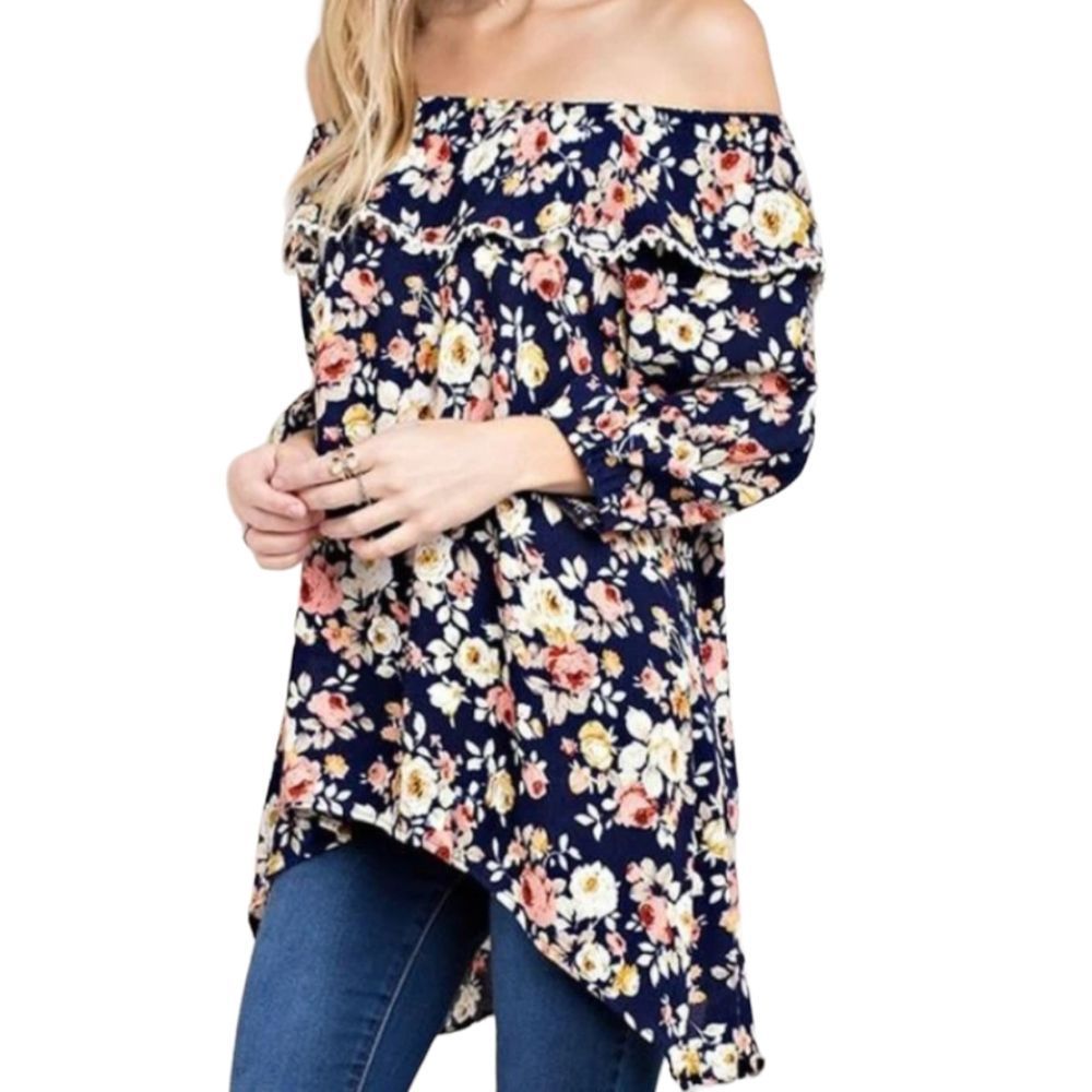 Kori Off the Shoulder Rose Blouse Size L